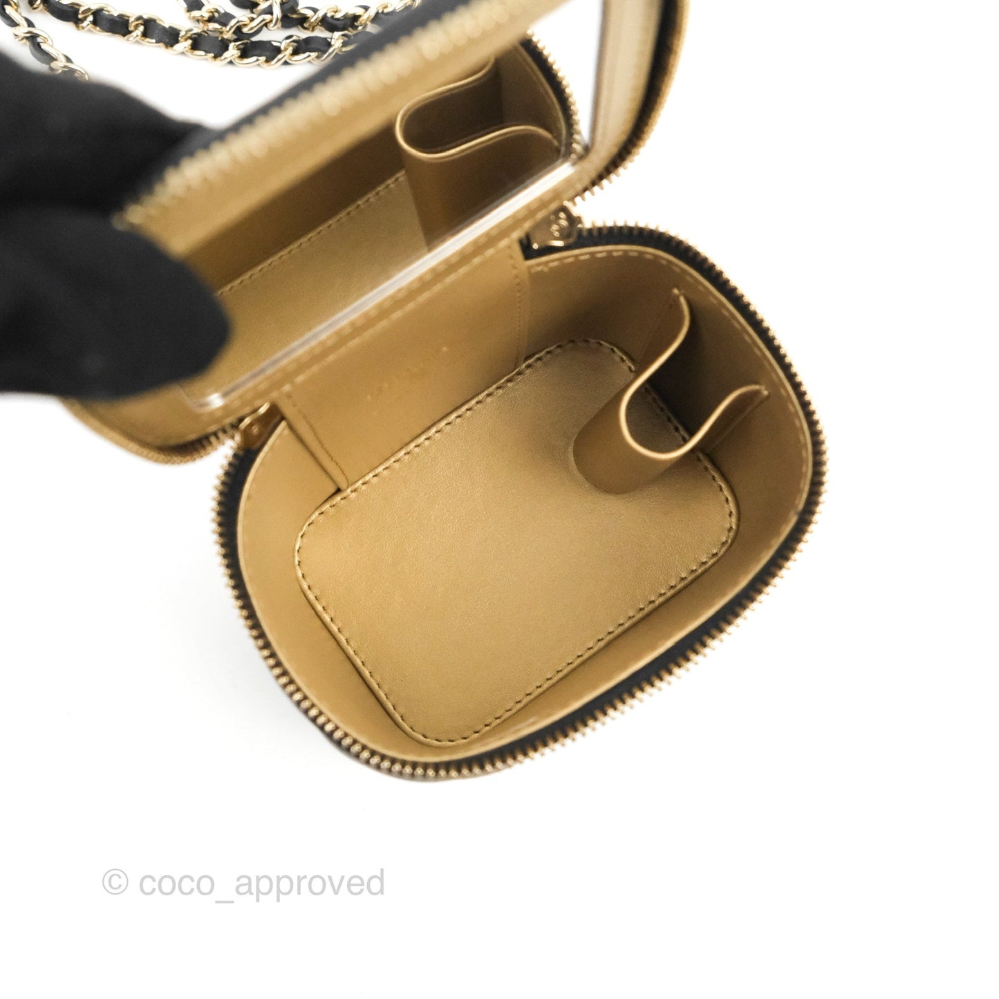Chanel Mini Ball Crush Vanity With Chain Black Lambskin Gold Hardware