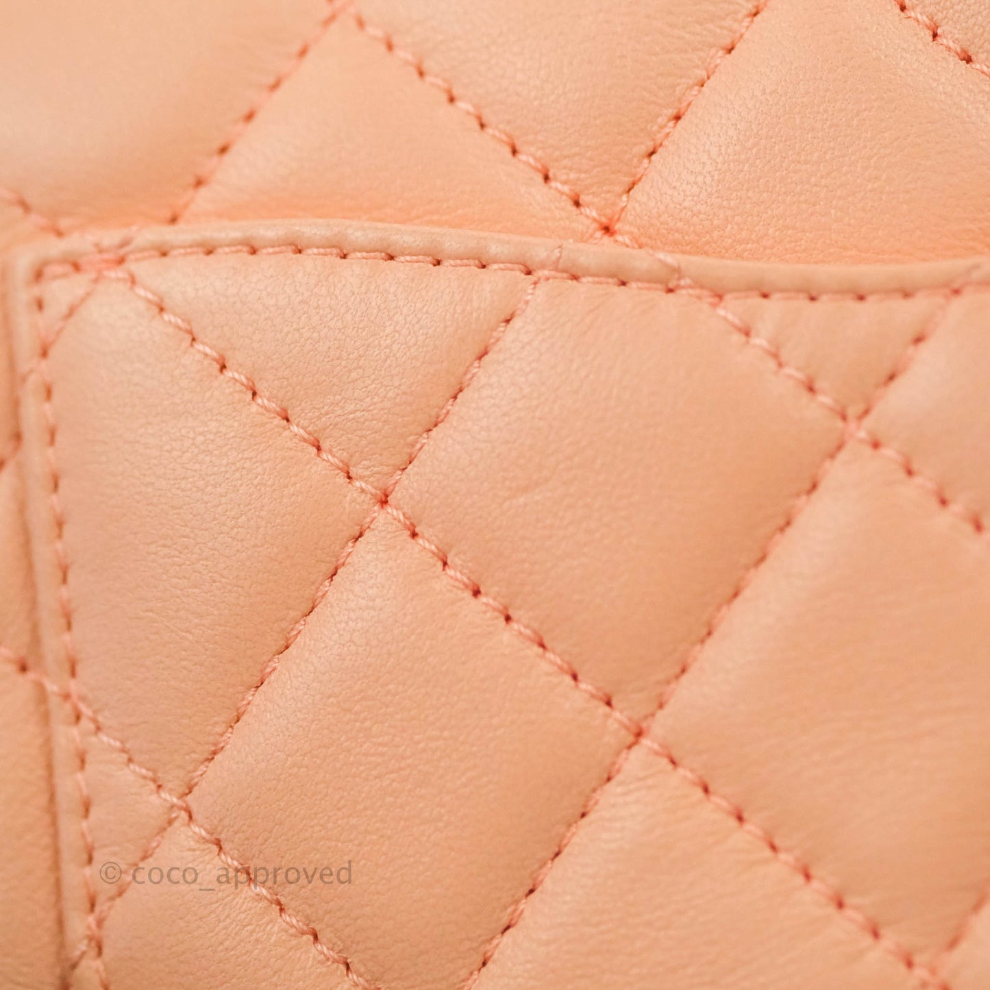 Chanel Pearl Crush Mini Square Quilted Peach Beige Lambskin Aged Gold Hardware