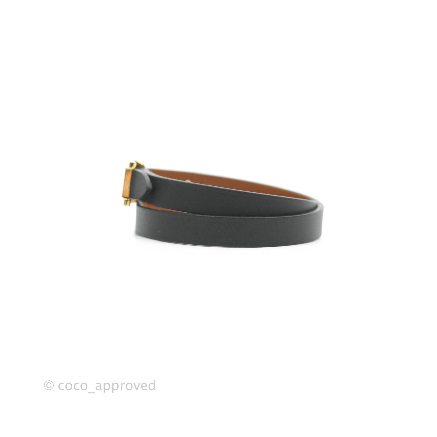 Hermès Veau Behapi Single Tour Bracelet Black Fauve