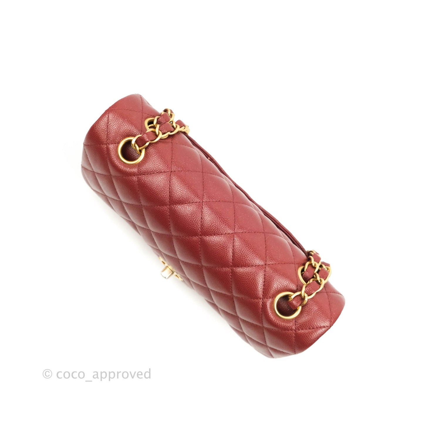 Chanel Small Classic Quilted Flap Iridescent Burgundy Caviar Aged Gold Hardware 18C