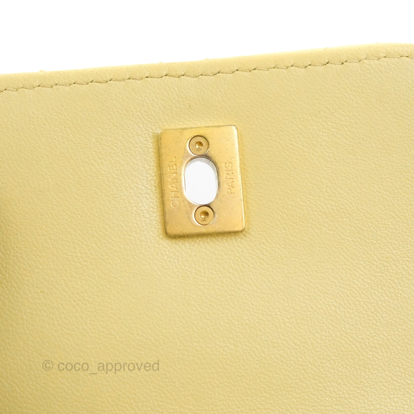 Chanel Quilted Pearl Crush Phone Holder With Chain Yellow Lambskin