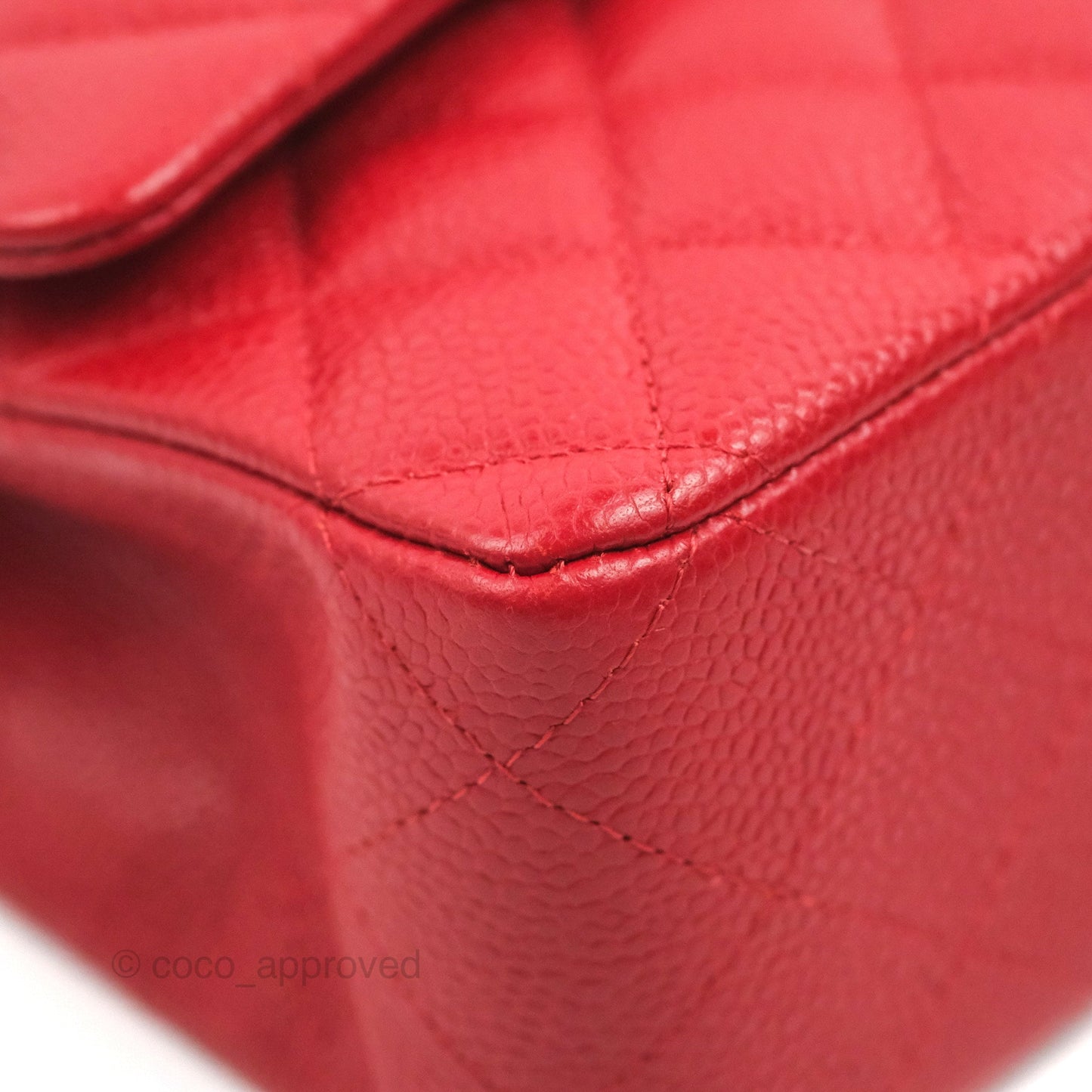 Chanel Classic M/L Medium Flap Quilted Red Caviar Silver Hardware