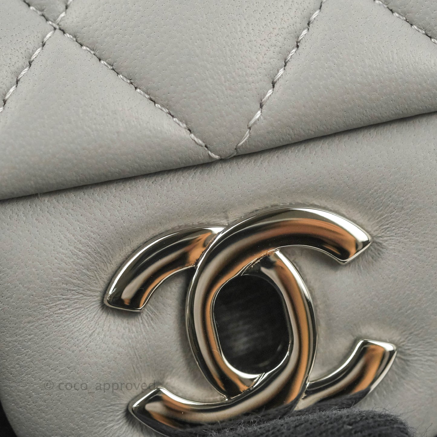 Chanel Small Classic Quilted Flap Grey Lambskin Silver Hardware