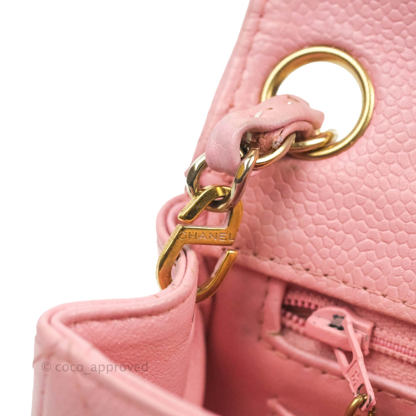 Chanel Quilted Vintage Mini Square Flap Pink Caviar Pink Hardware