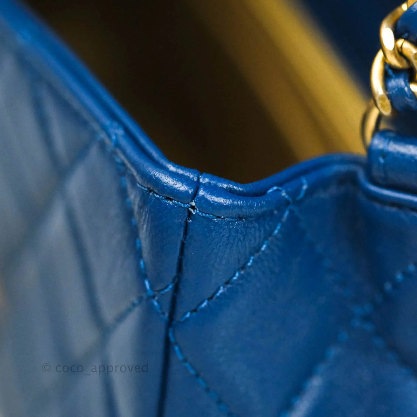 Chanel Quilted Mini Rectangular Pearl Crush Blue Lambskin Aged Gold Hardware
