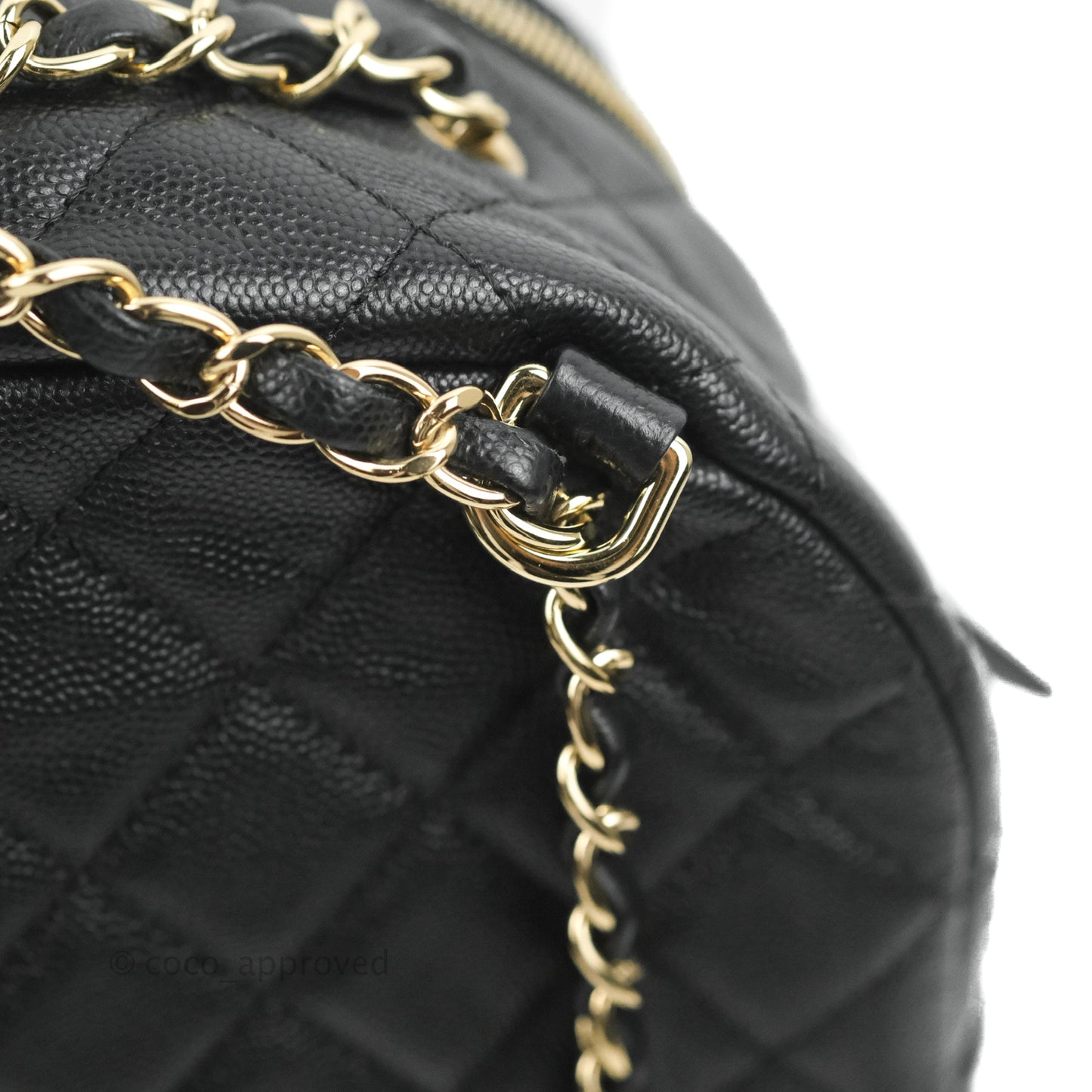 Chanel Quilted Large CC Day Backpack Black Caviar Gold Hardware