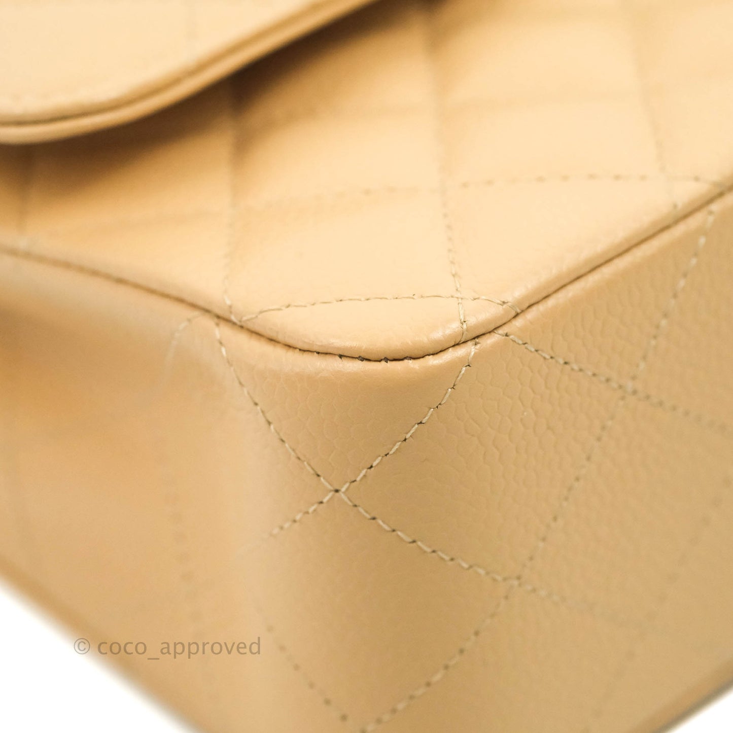 Chanel Classic M/L Medium Flap Quilted Beige Caviar Gold Hardware