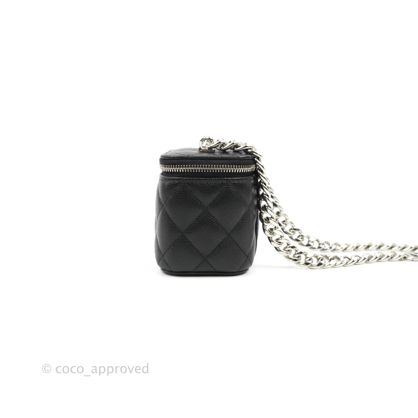 Chanel Mini Vanity With Coco Chain Black Caviar Silver Hardware