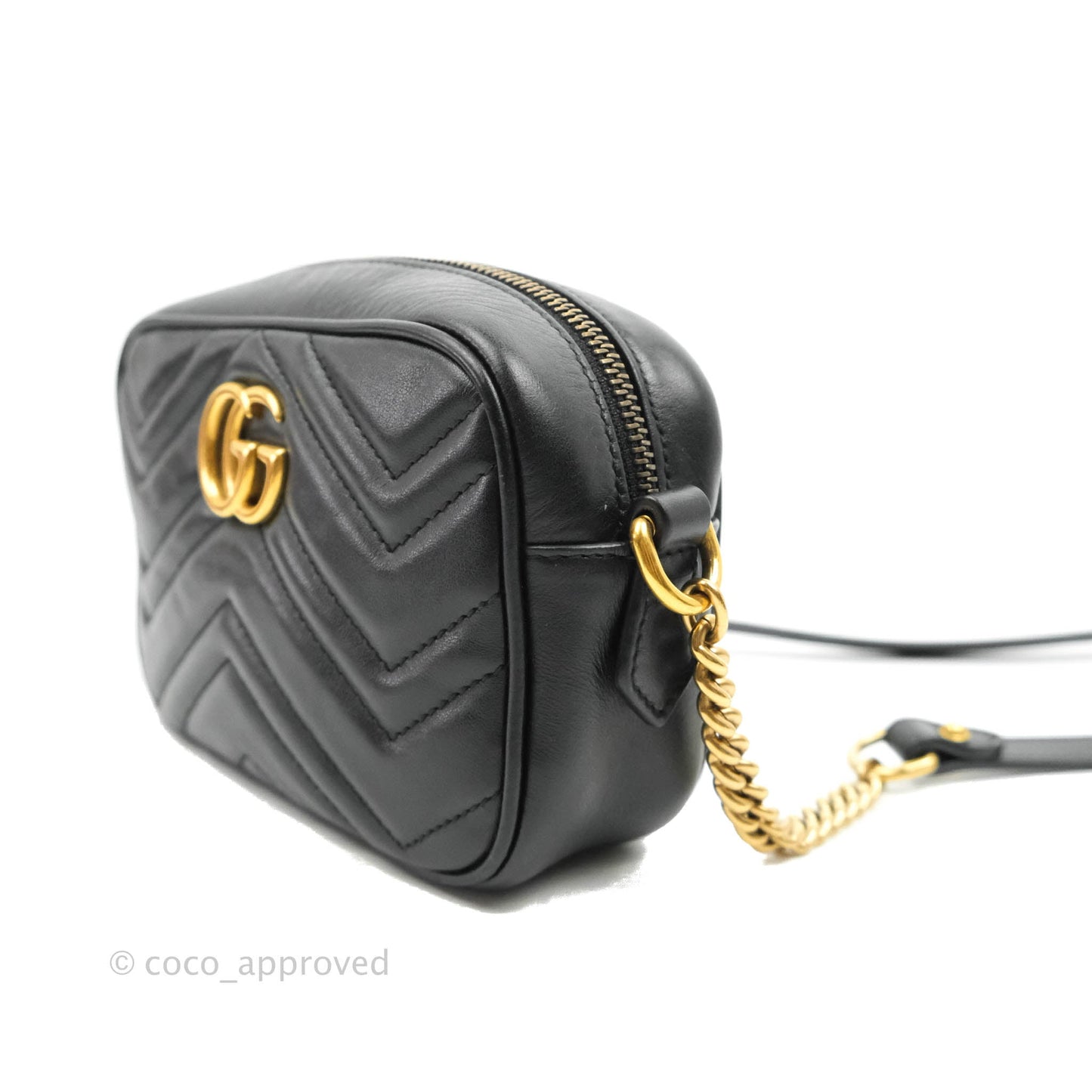 Gucci Mini Matelasse GG Marmont Camera Bag Black Calfskin Gold Hardware