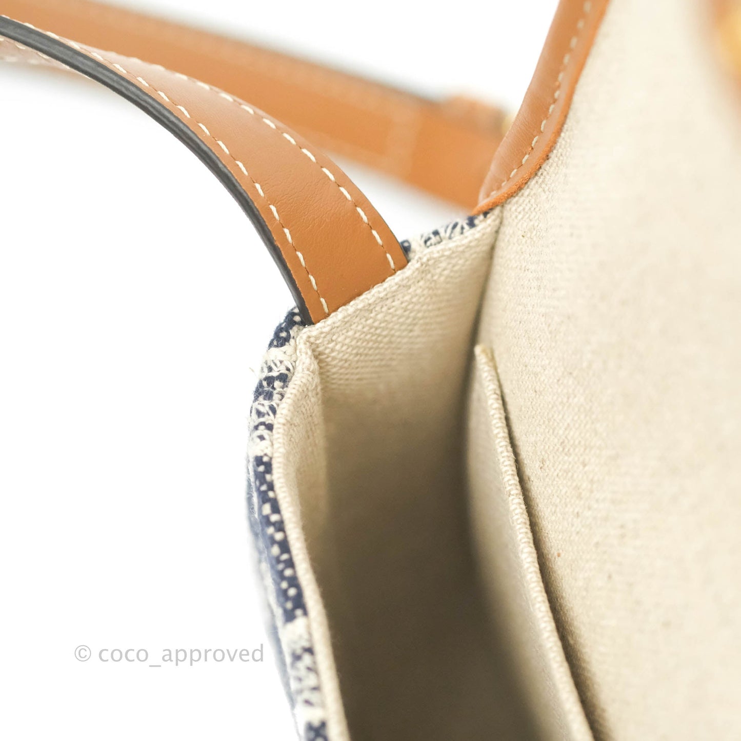 Celine Mini Besace in Navy Textile with Triomphe Embroidery Calfskin