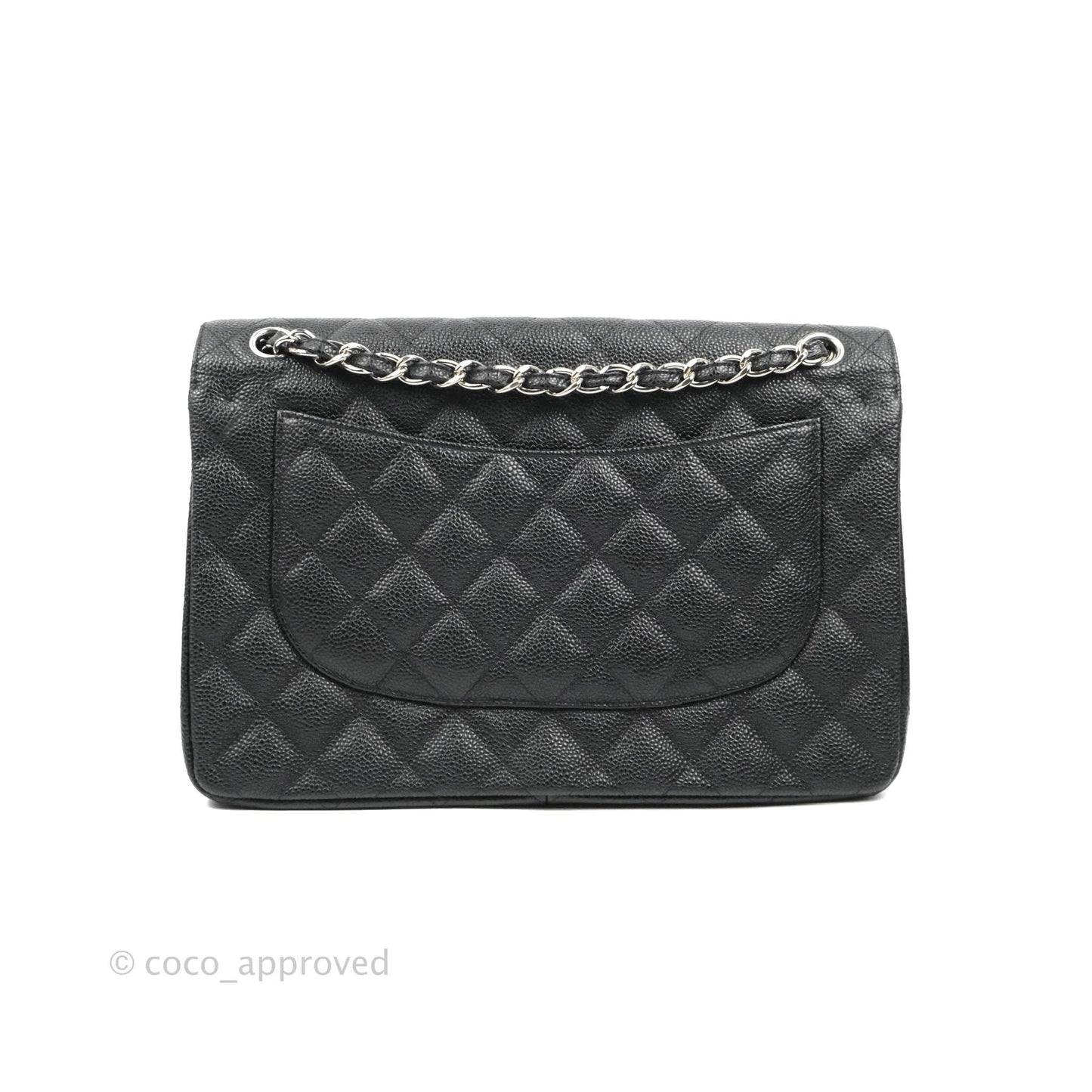 Chanel Classic Quilted Jumbo Double Flap Black Caviar Silver Hardware⁣⁣