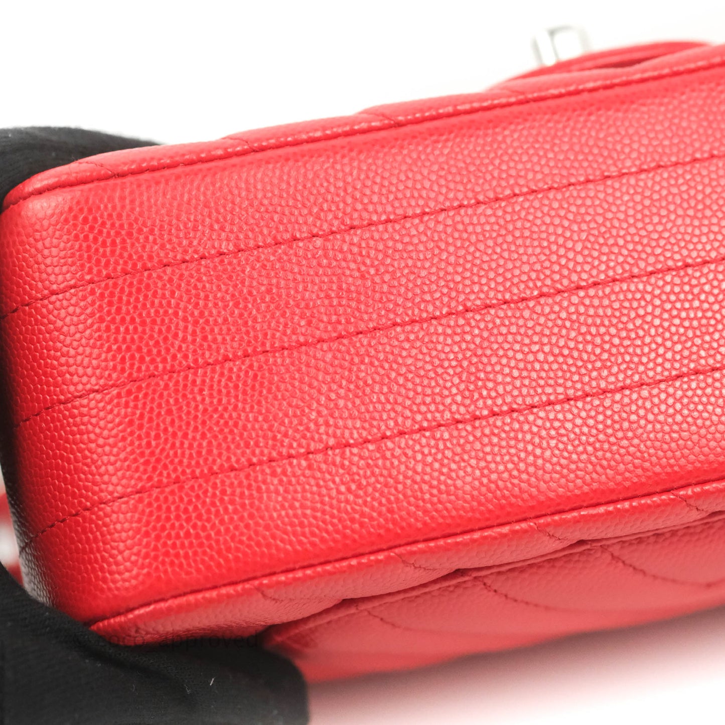 Chanel Quilted Mini Rectangular Flap Red Chevron Caviar Silver Hardware