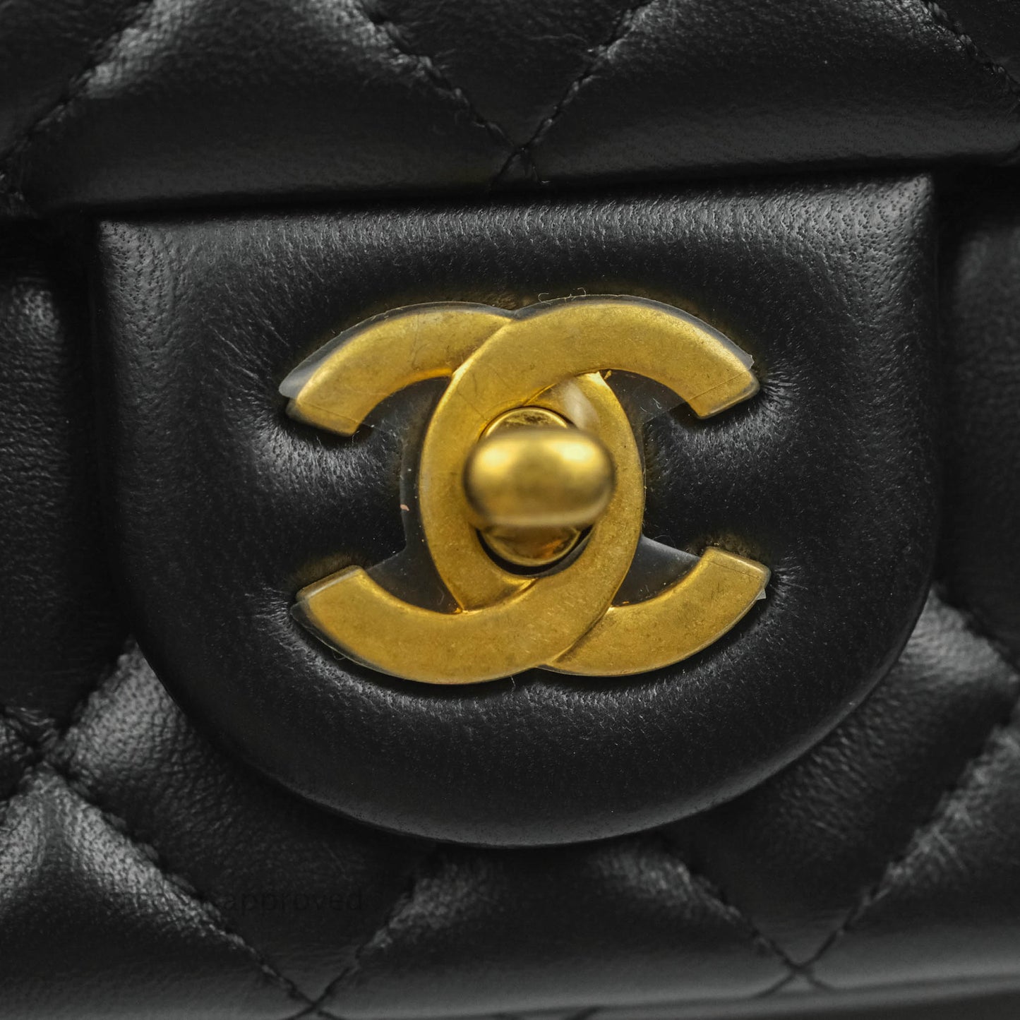 Chanel Romance Mini Square Flap Black Lambskin Aged Gold Hardware
