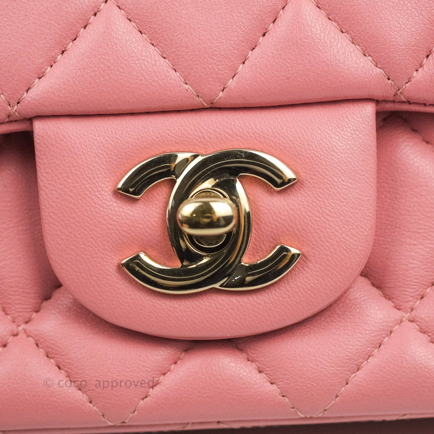 Chanel Quilted Mini Rectangular Flap Pink Lambskin Gold Hardware