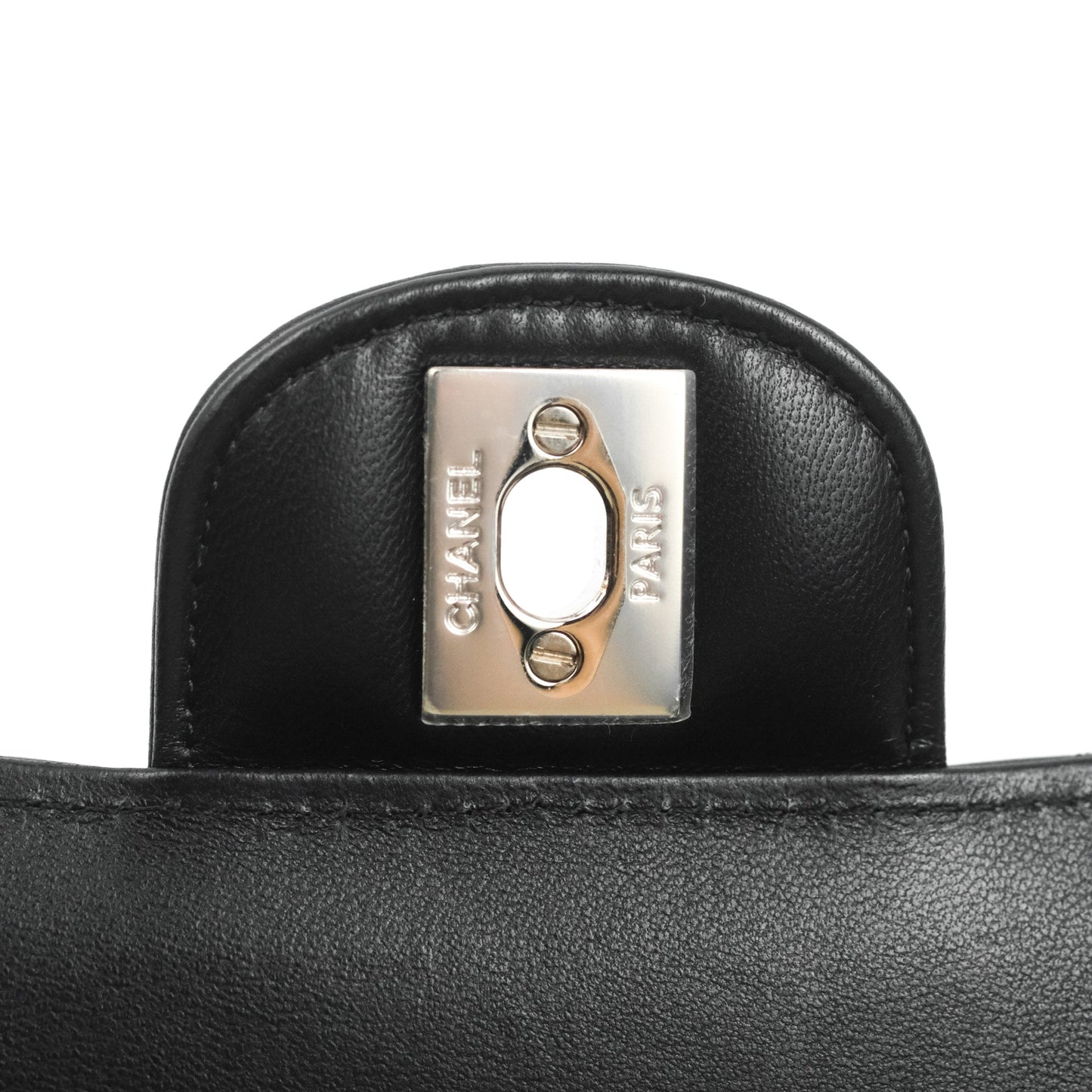 Chanel Small Classic Flap Chevron Black Lambskin Silver Hardware 21C
