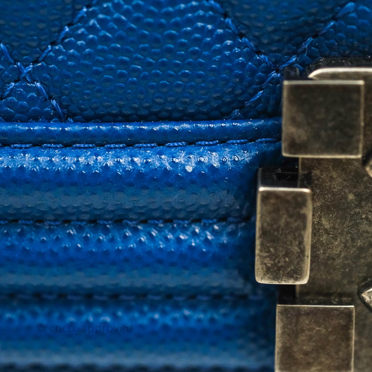 Chanel Quilted Medium Boy Blue Caviar Ruthenium Hardware