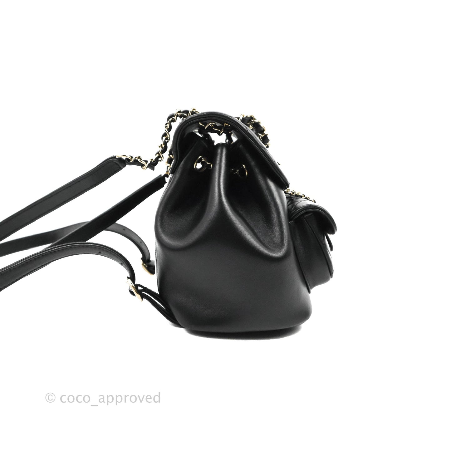 Chanel Quilted Small Duma Drawstring Backpack Black Lambskin 22A