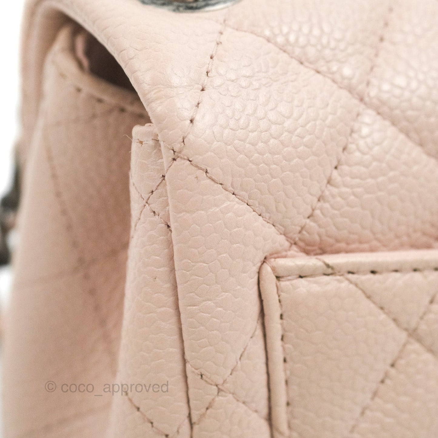 Chanel Quilted Mini Square Sakura Pink Caviar Ruthenium Hardware