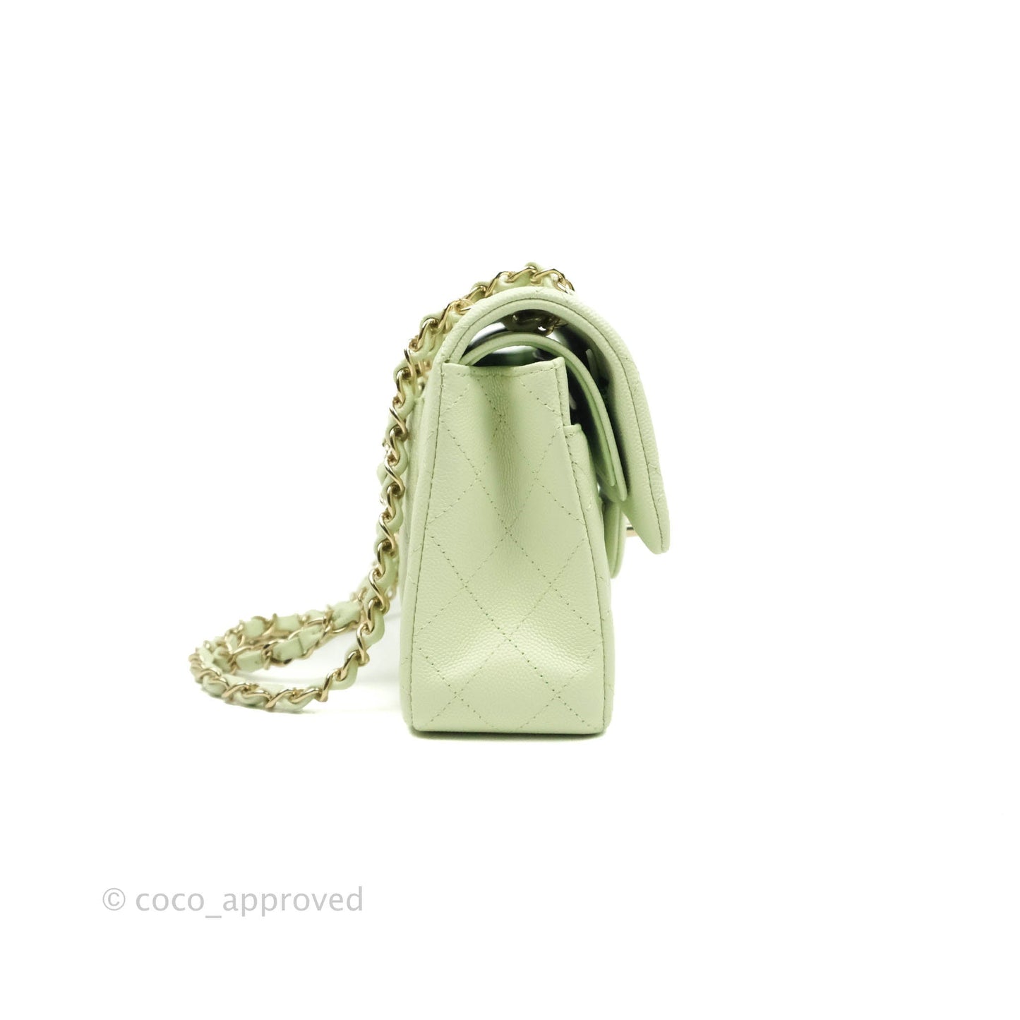 Chanel Small Quilted Classic Flap Mint Green Caviar Gold Hardware 22C