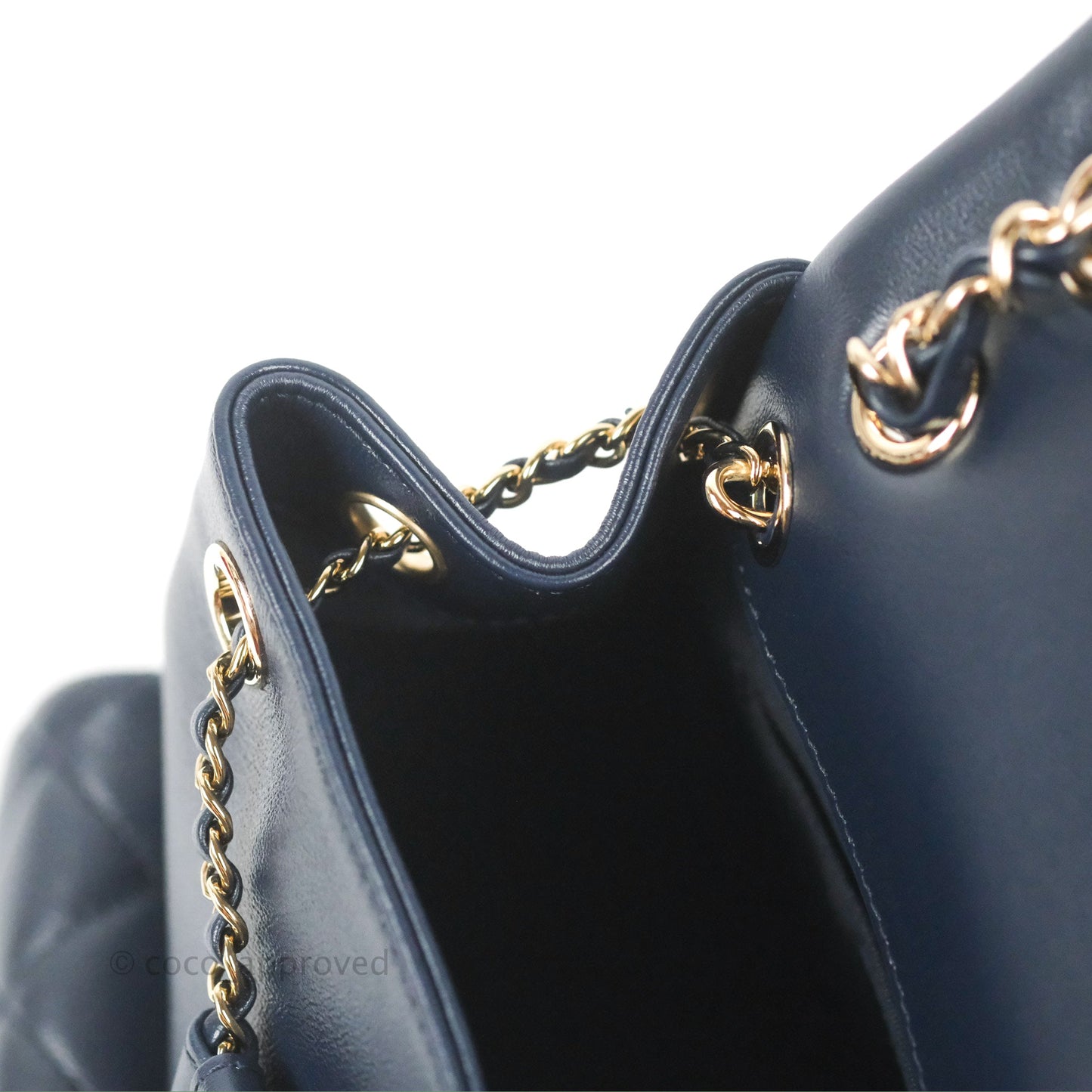 Chanel Duma Backpack Medium Navy Calfskin Gold Hardware 23P
