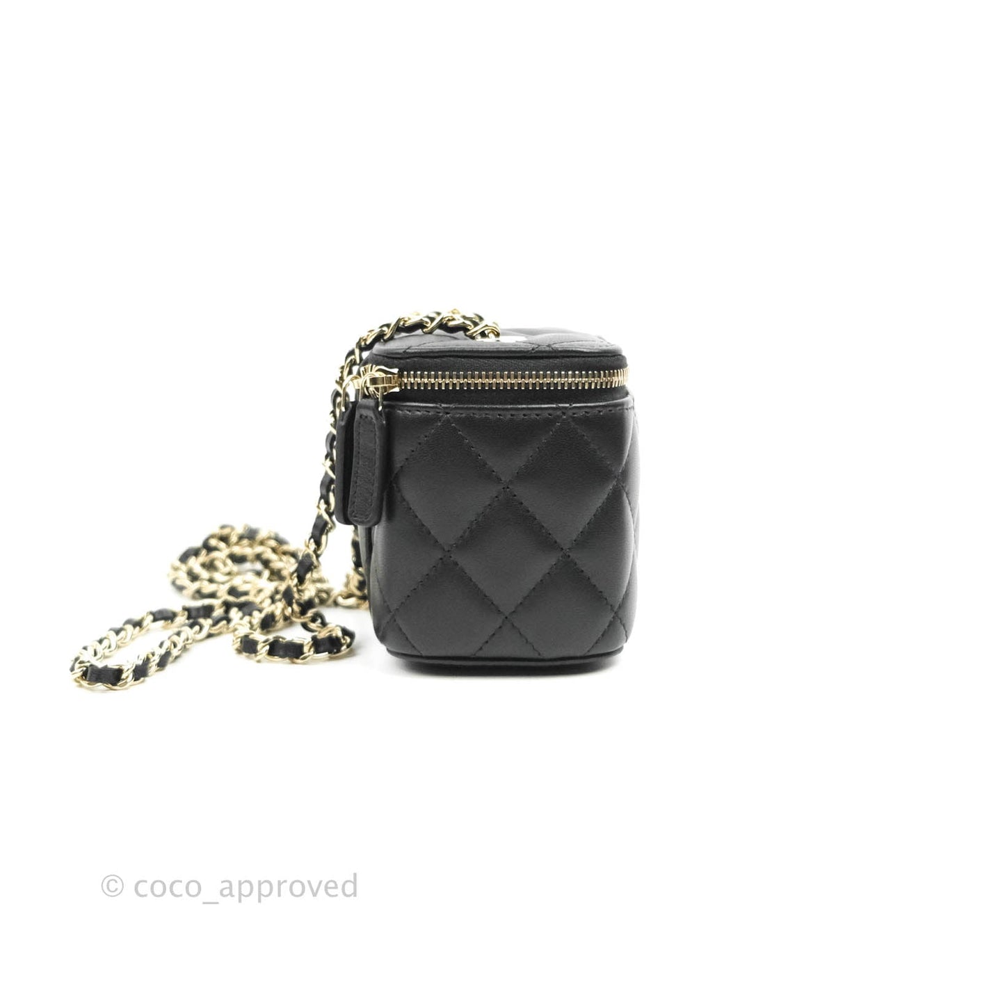 Chanel Mini Vanity With Chain Black Lambskin Gold Hardware