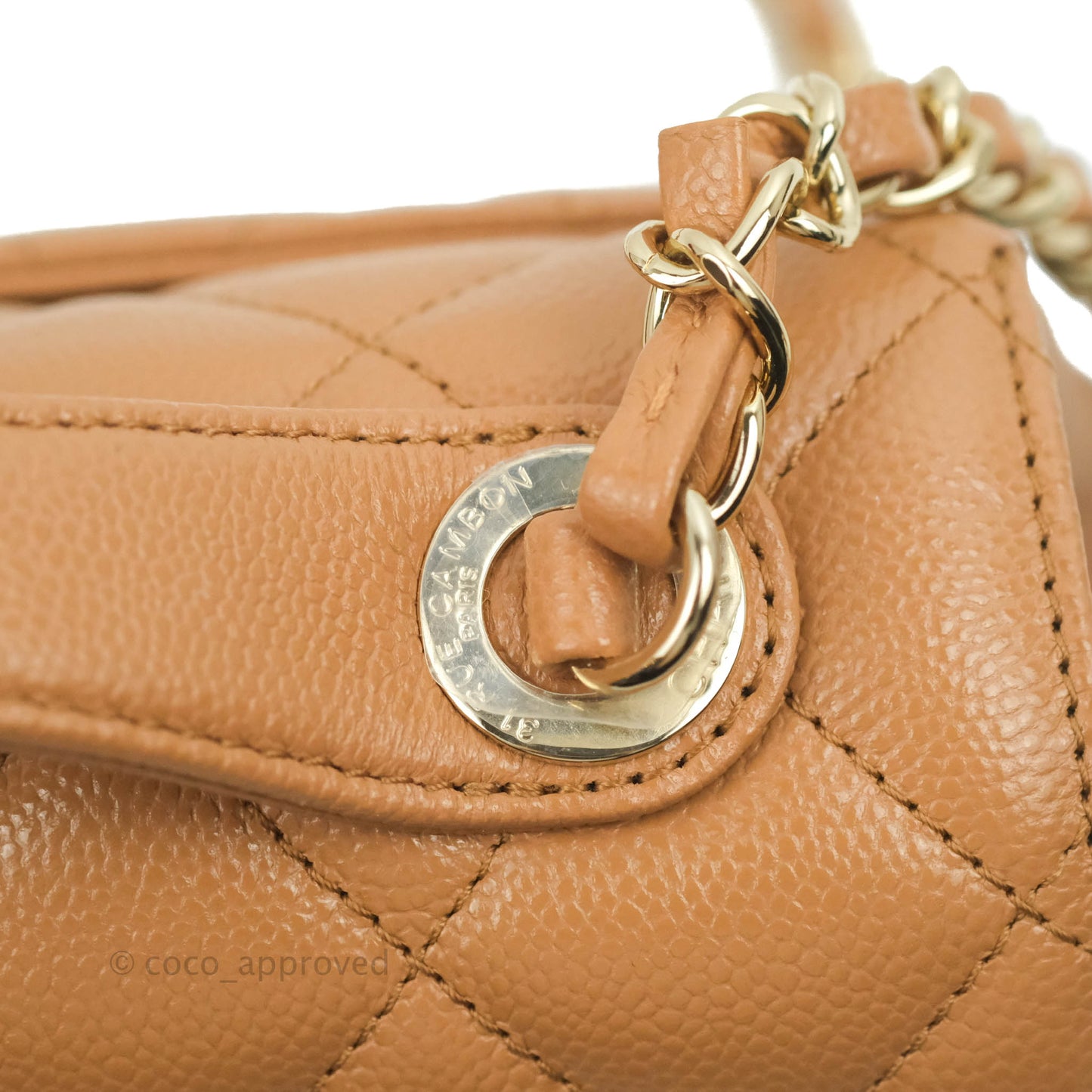 Chanel Quilted Medium Business Affinity Flap Caramel Caviar Gold Hardware 21P