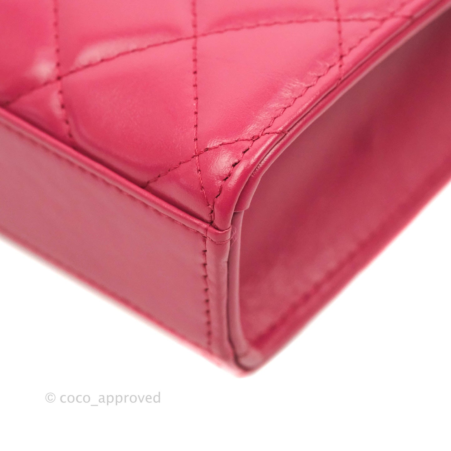Chanel Quilted Perfect Fit Dark Pink Phone Holder Aged Gold Hardware