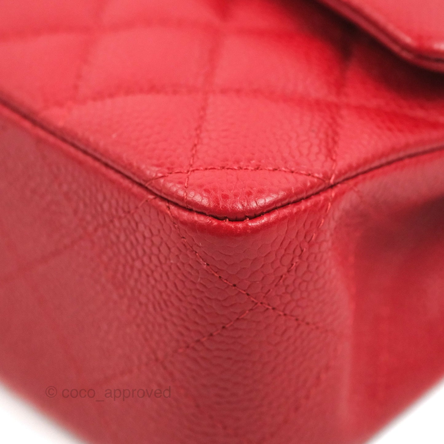 Chanel Classic M/L Medium Flap Quilted Red Caviar Silver Hardware
