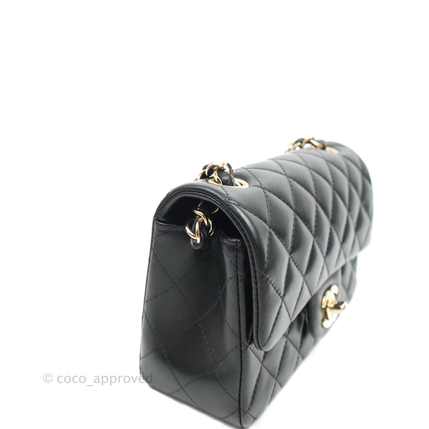 Chanel Quilted Mini Rectangular Black Lambskin Gold Hardware