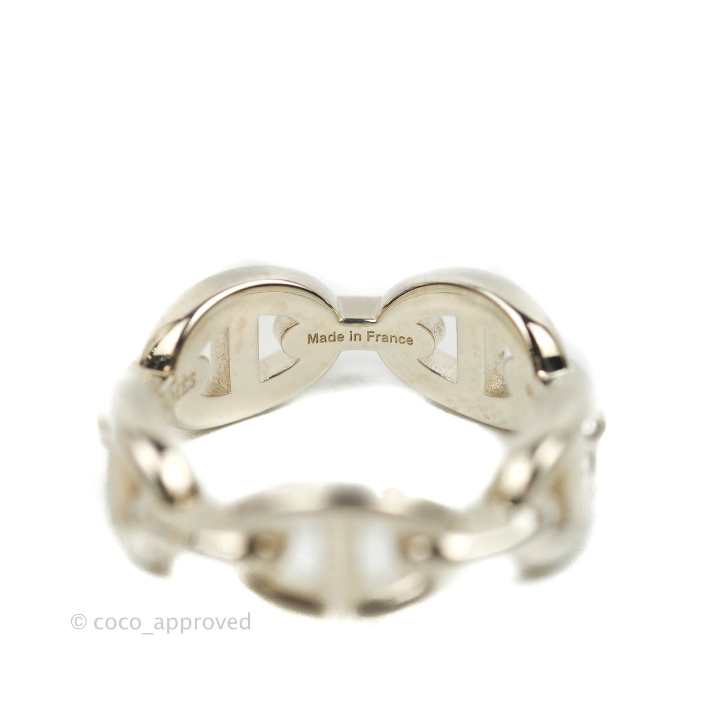 Hermès Sterling Silver PM Chaine d'Ancre Enchainee Band Ring 54