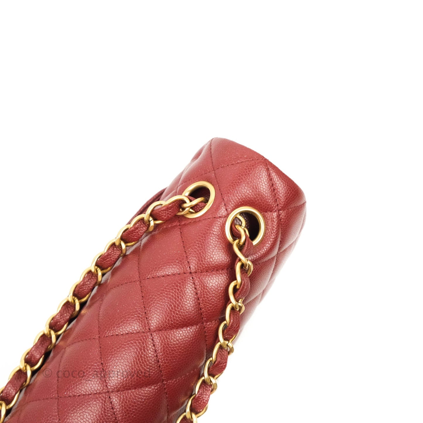 Chanel Small Classic Quilted Flap Iridescent Burgundy Caviar Aged Gold Hardware 18C