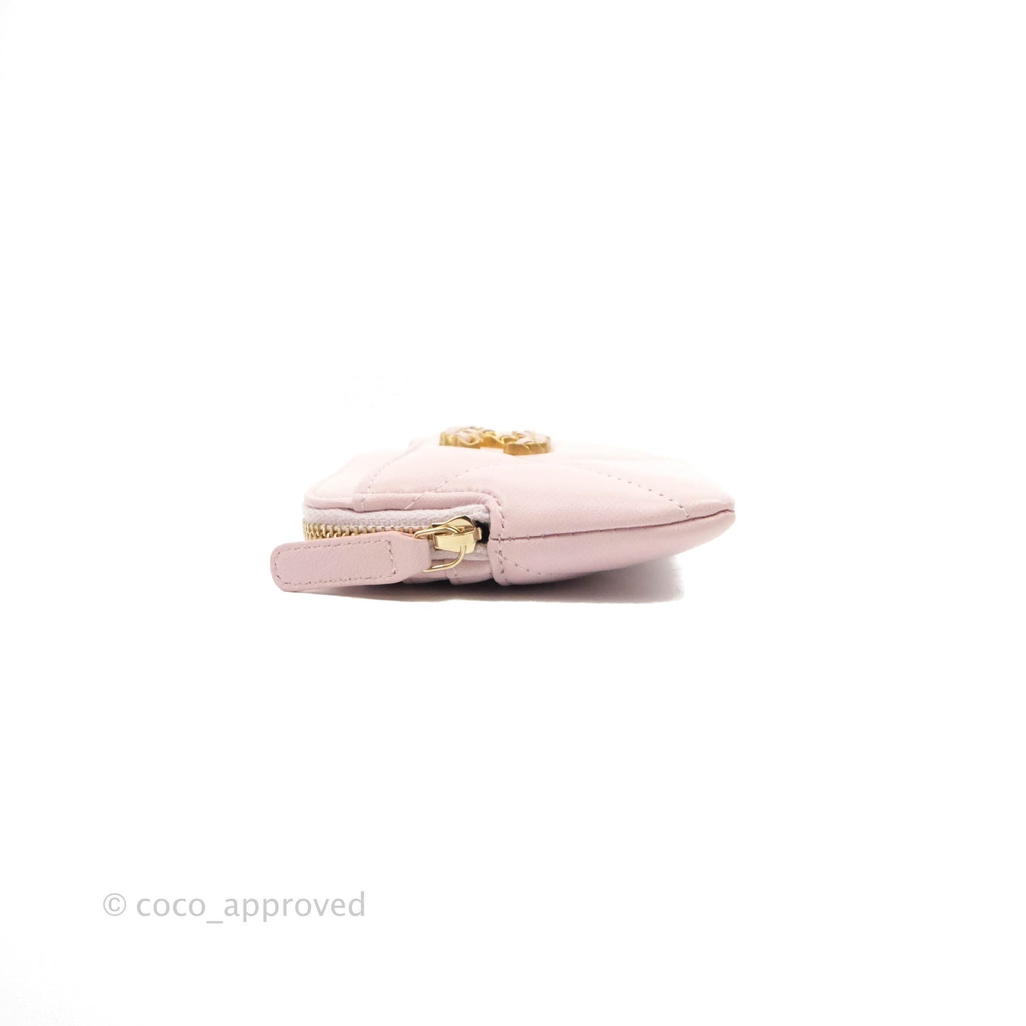 Chanel 19 Zip Card Holder Light Pink Lambskin Gold Hardware