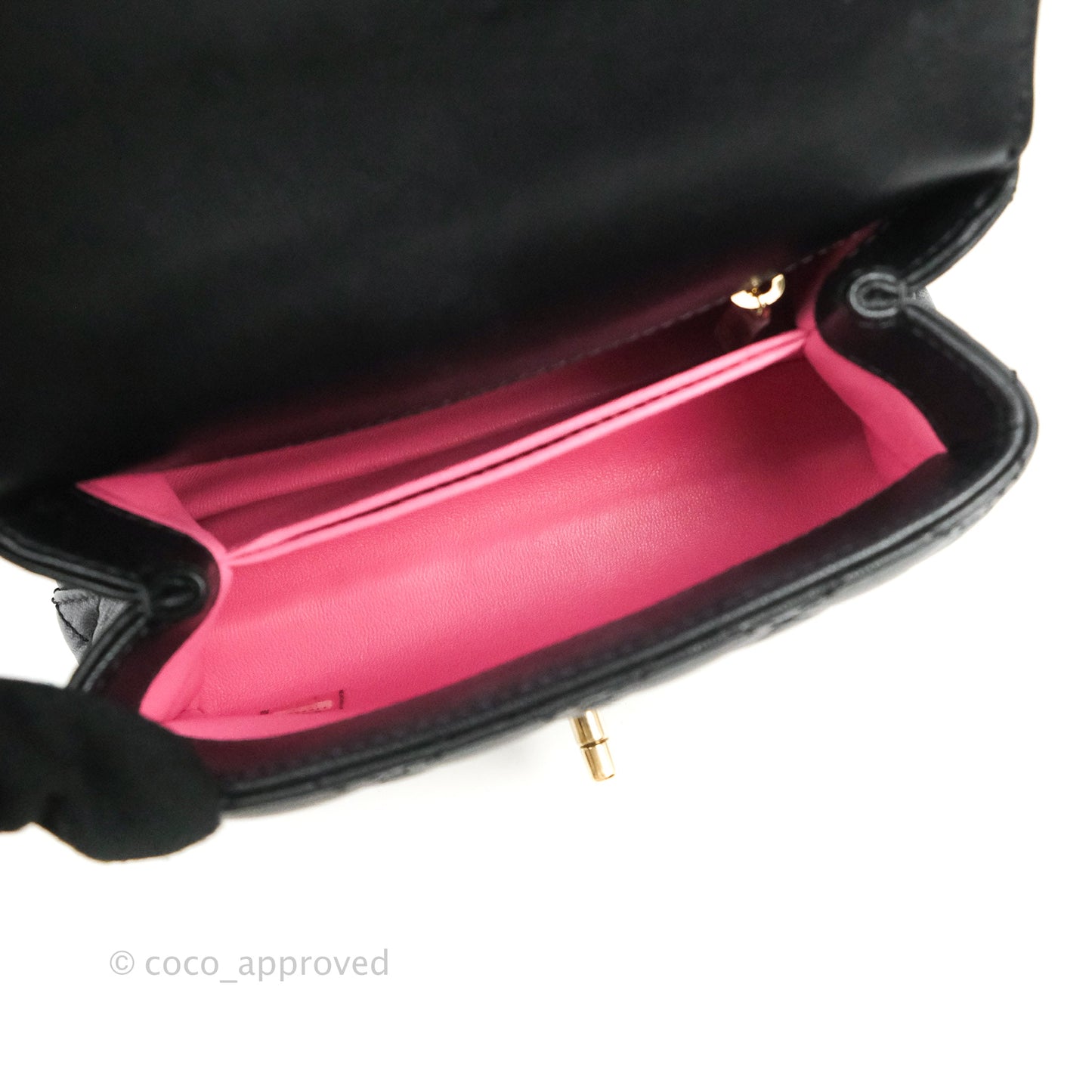 Chanel Quilted Mini Rainbow Coco Handle Bag Lambskin Black Gold Hardware