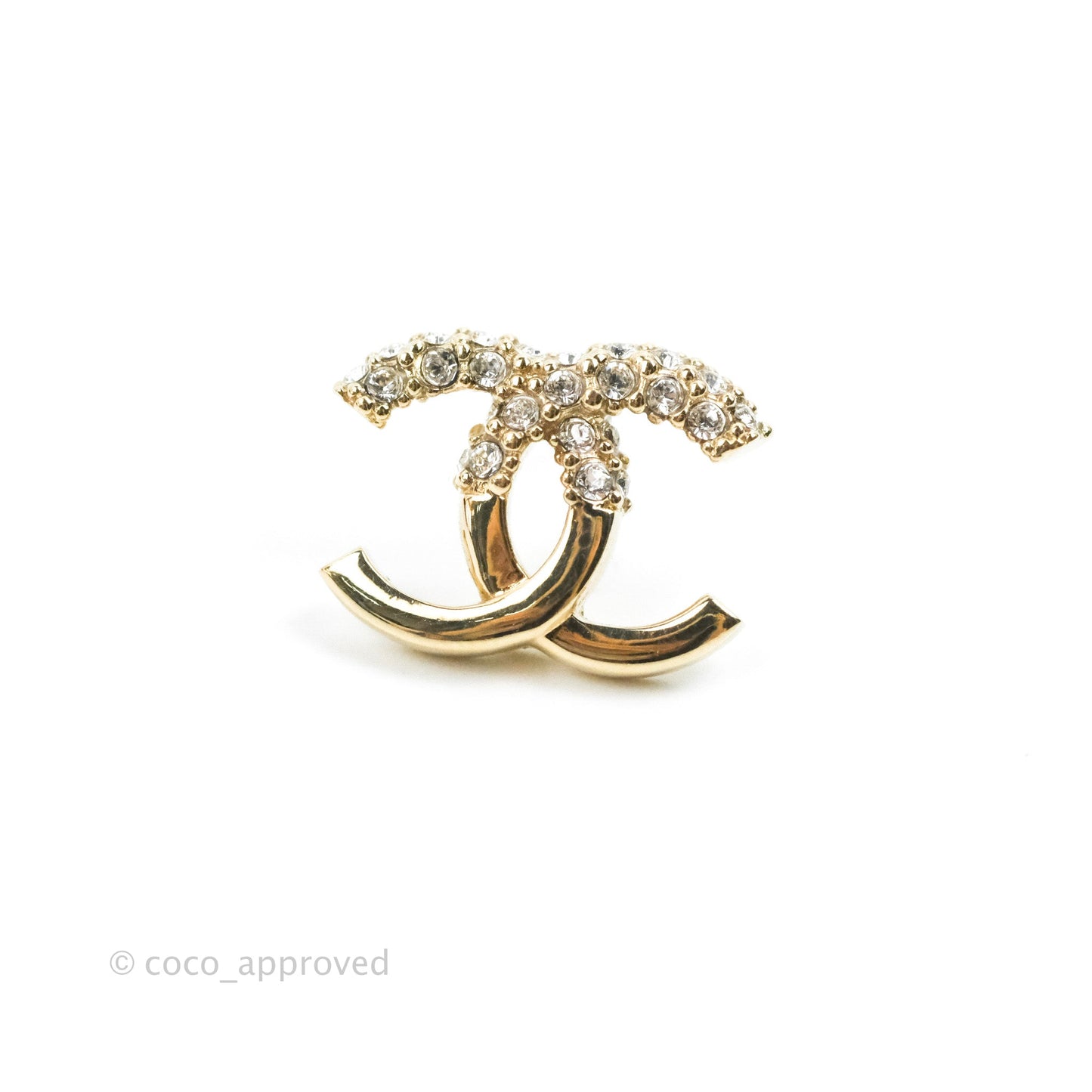 Chanel CC Crystal Earrings Gold Tone 22K