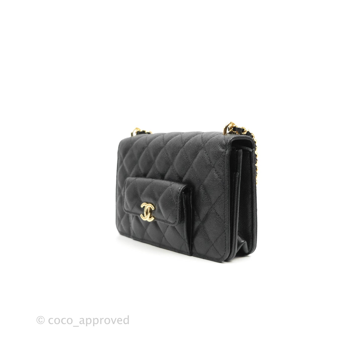 Chanel Quilted WOC Black Caviar Gold Hardware 22A