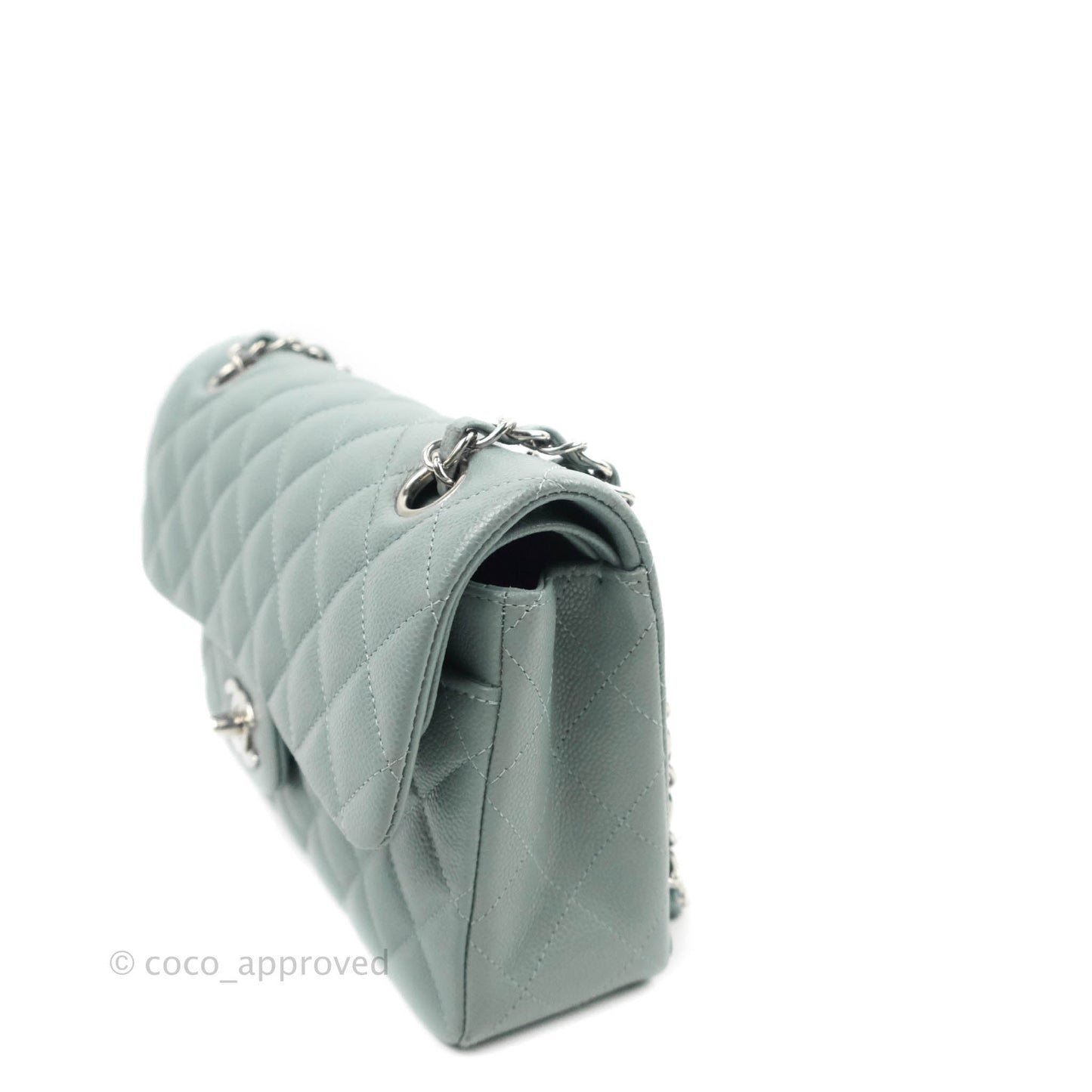 Chanel Small Classic Quilted Flap Light Blue Caviar Silver Hardware 20B