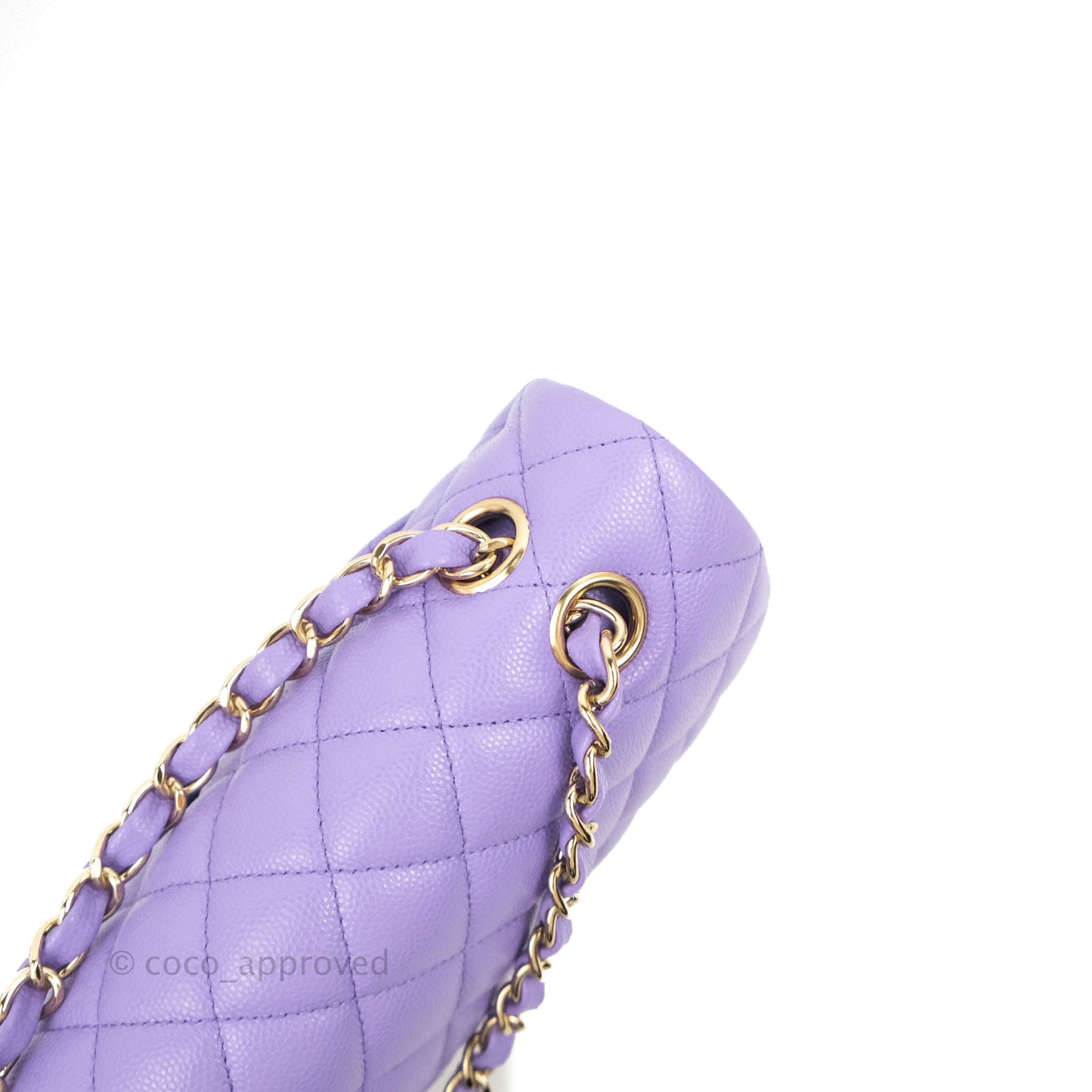 Chanel Small Classic Quilted Flap Purple Caviar Gold Hardware 20S
