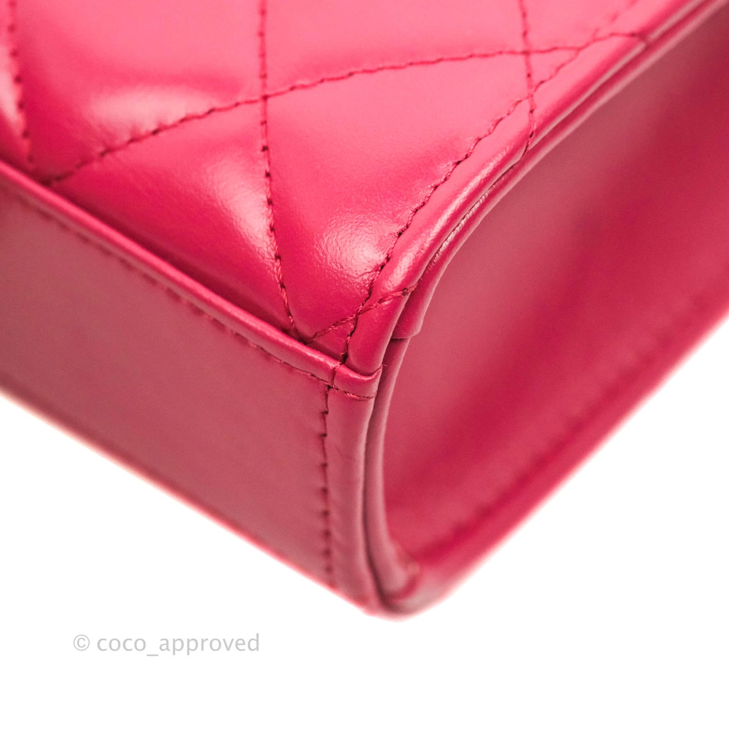 Chanel Quilted Perfect Fit Dark Pink Phone Holder Aged Gold Hardware