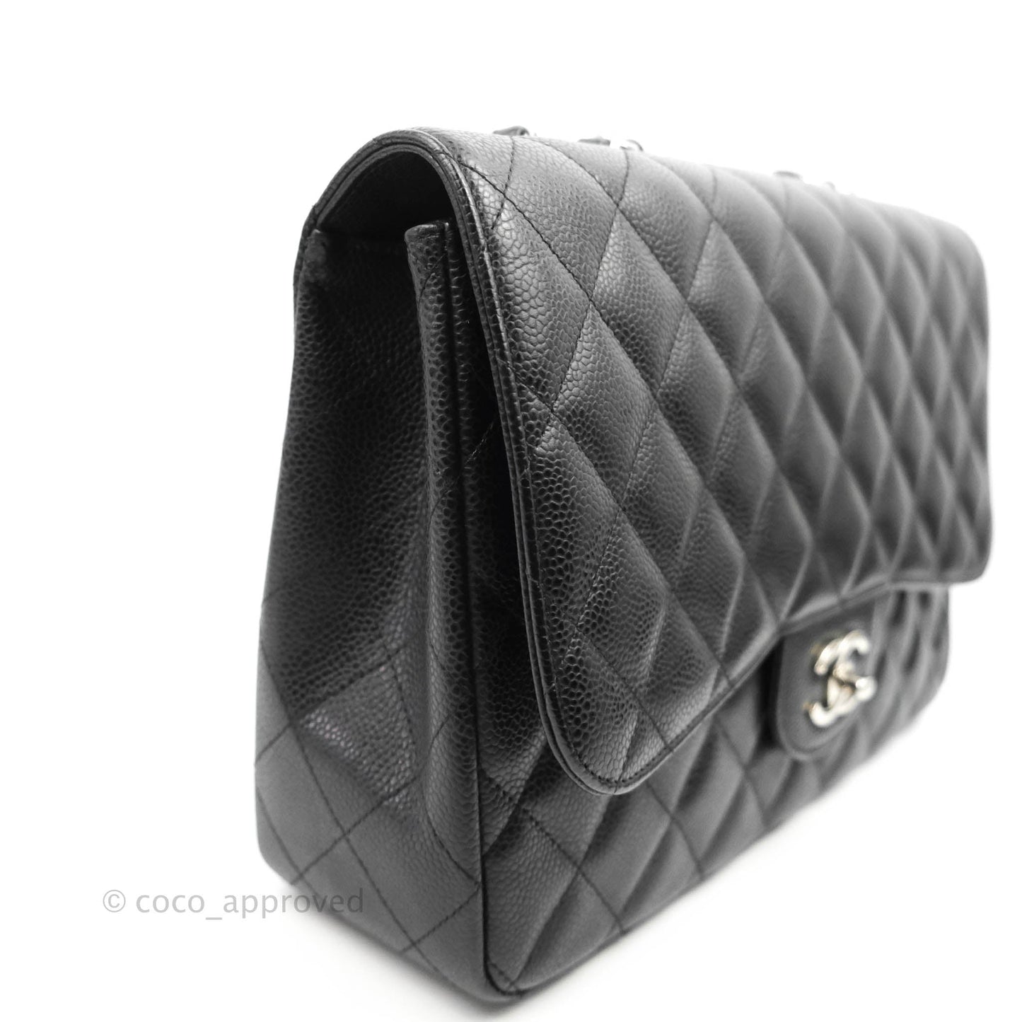 Chanel Jumbo Single Flap Black Caviar Silver Hardware