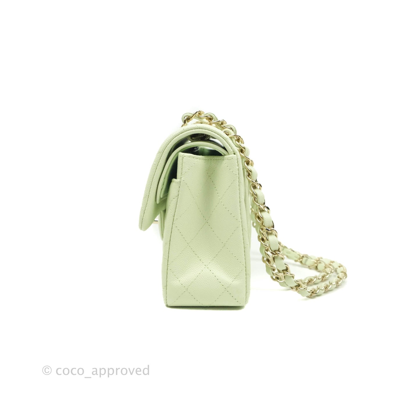 Chanel Small Quilted Classic Flap Mint Green Caviar Gold Hardware 22C