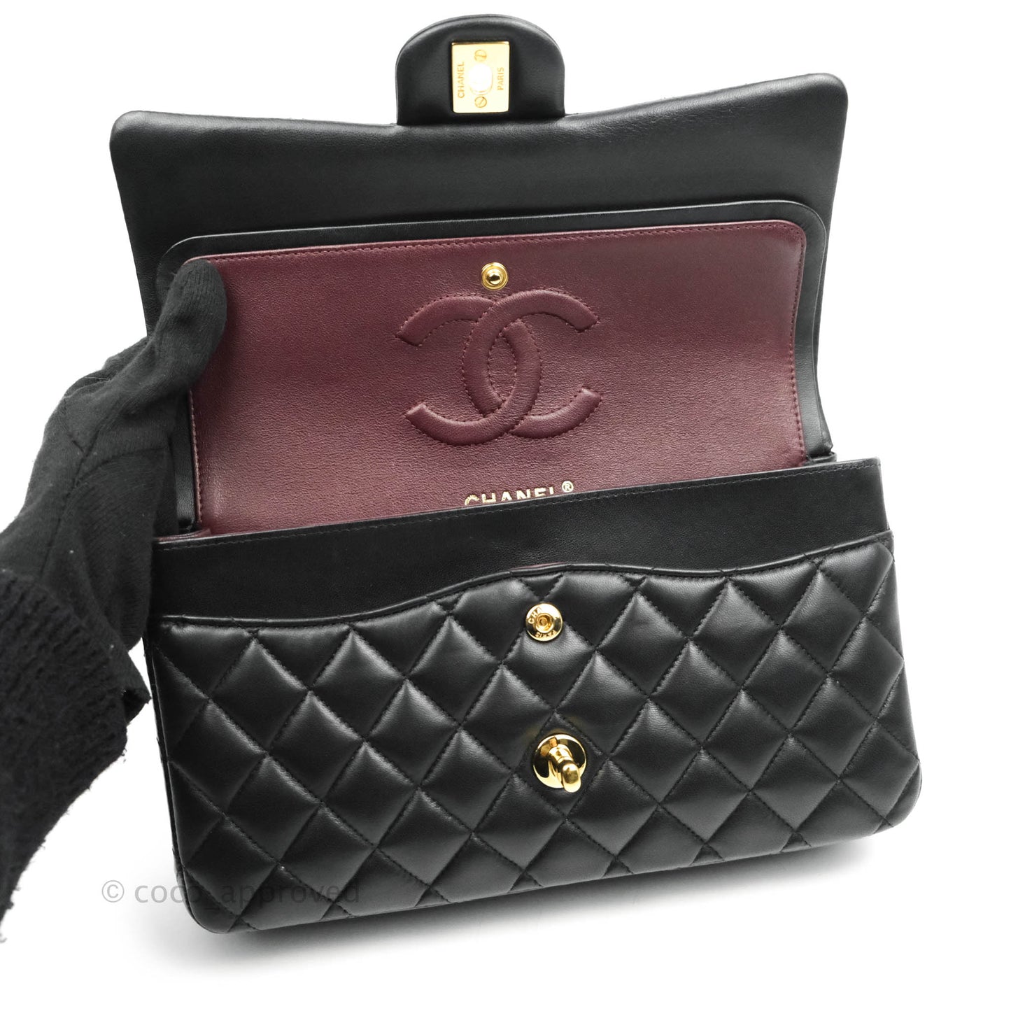 Chanel Classic M/L Flap Bag Black Lambskin Gold Hardware