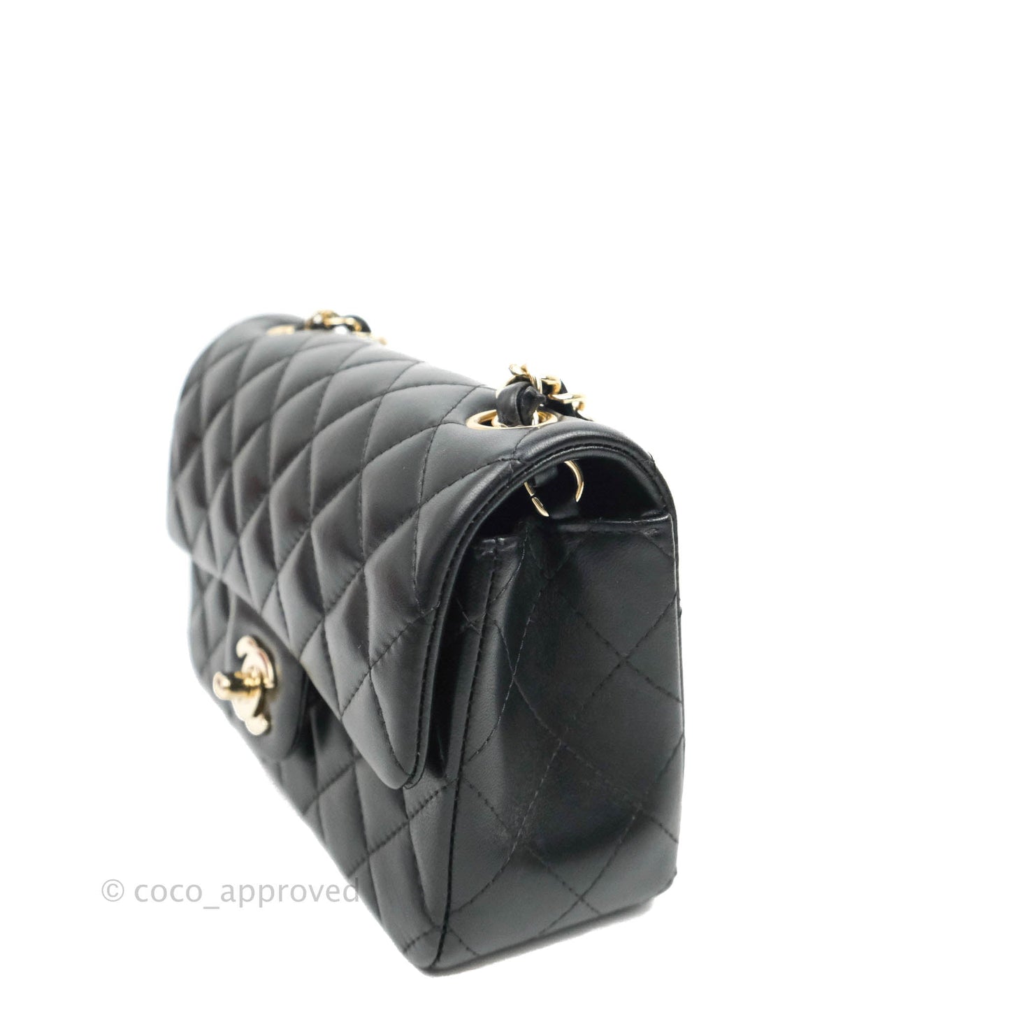 Chanel Quilted Mini Rectangular Black Lambskin Gold Hardware