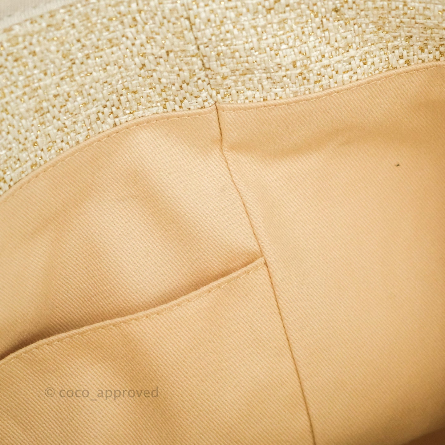 Chanel Large Deauville Ivory/Gold Canvas Gold Hardware