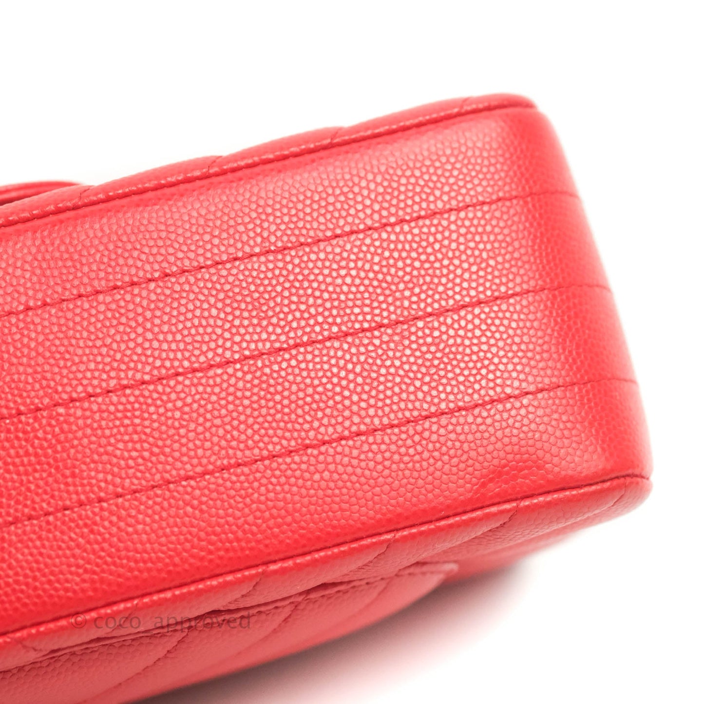 Chanel Quilted Mini Rectangular Flap Red Chevron Caviar Silver Hardware