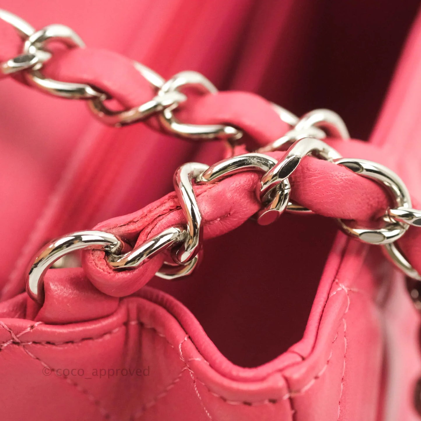 Chanel Quilted Mini Rectangular Flap Pink Lambskin Silver Hardware