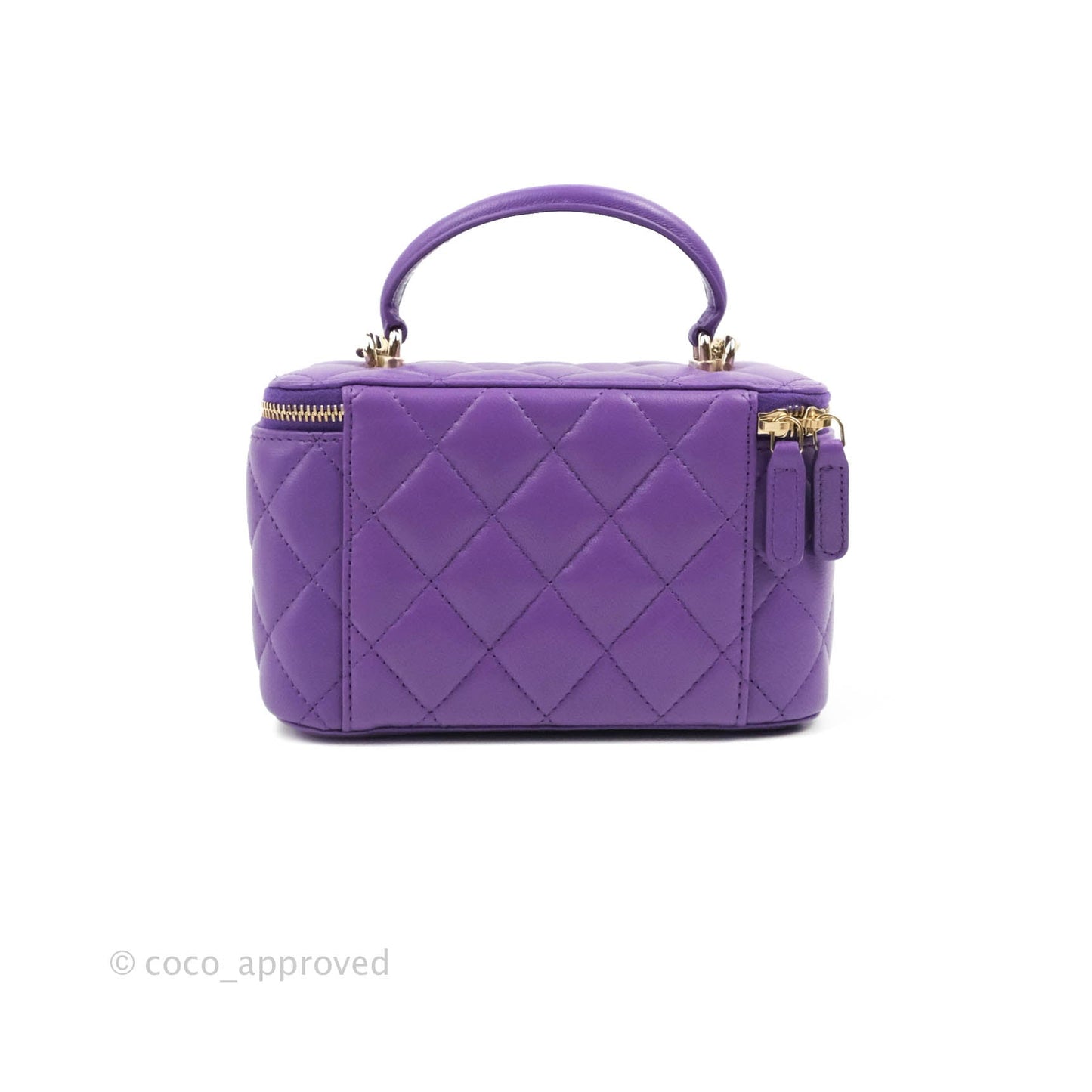 Chanel Vanity Rectangular Top Handle Purple Lambskin Gold Hardware