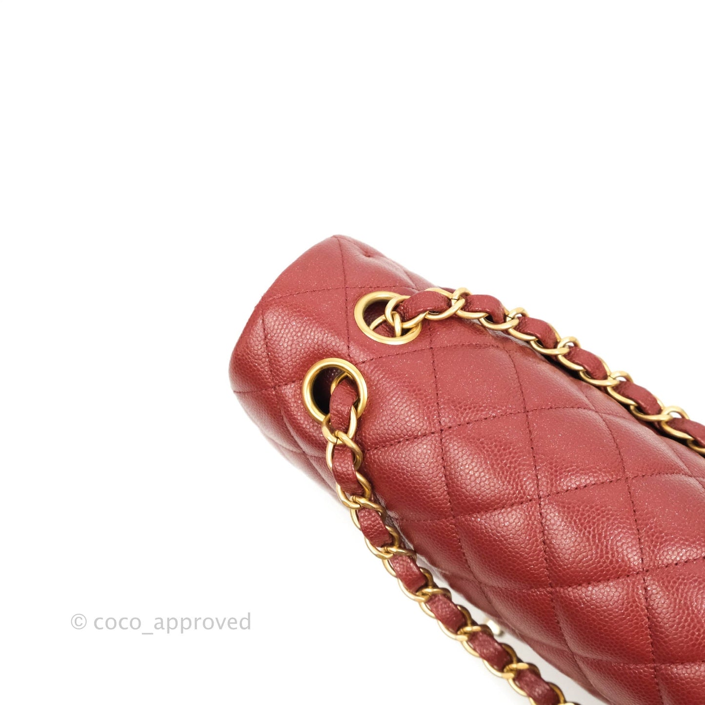 Chanel Small Classic Quilted Flap Iridescent Burgundy Caviar Aged Gold Hardware 18C
