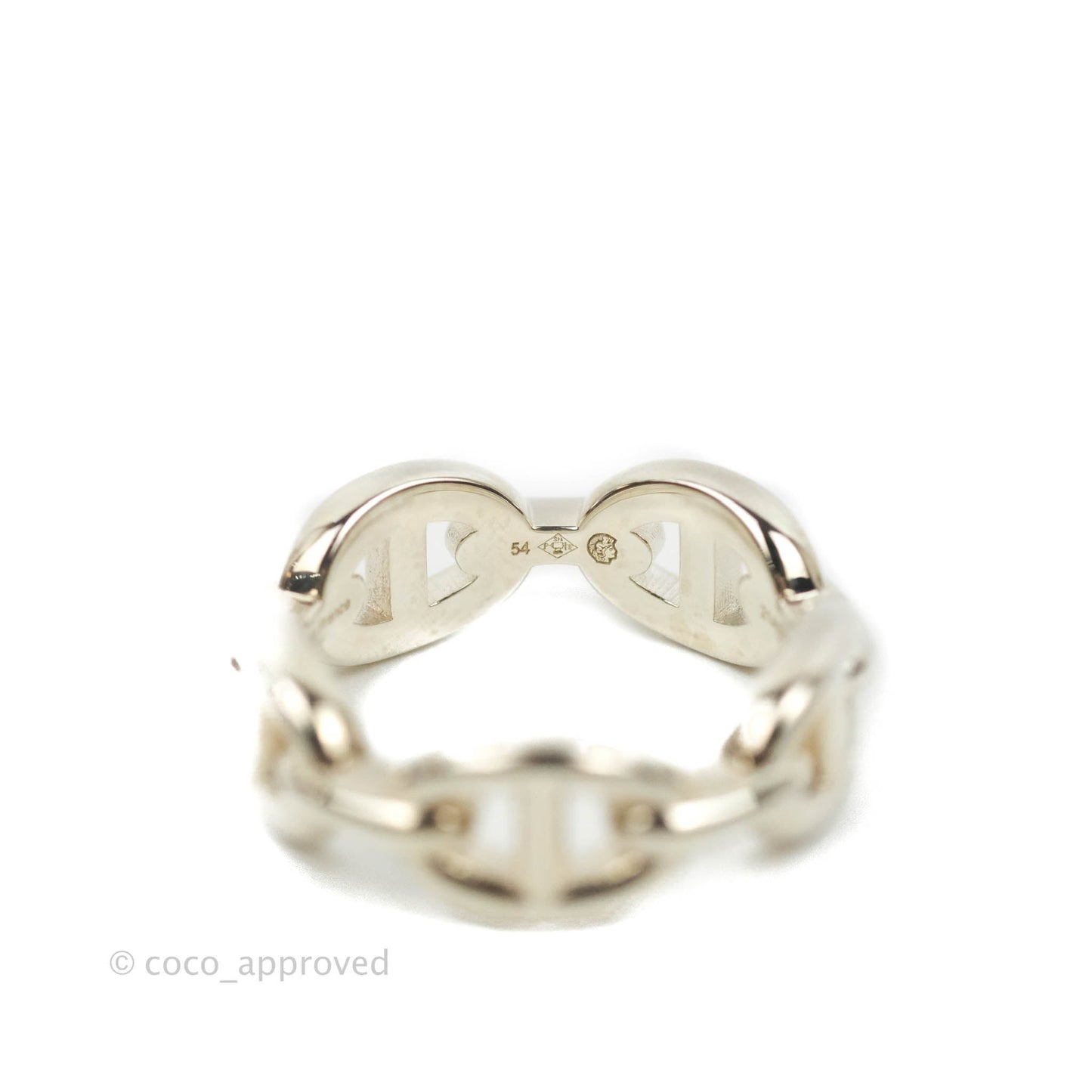 Hermès Sterling Silver PM Chaine d'Ancre Enchainee Band Ring 54