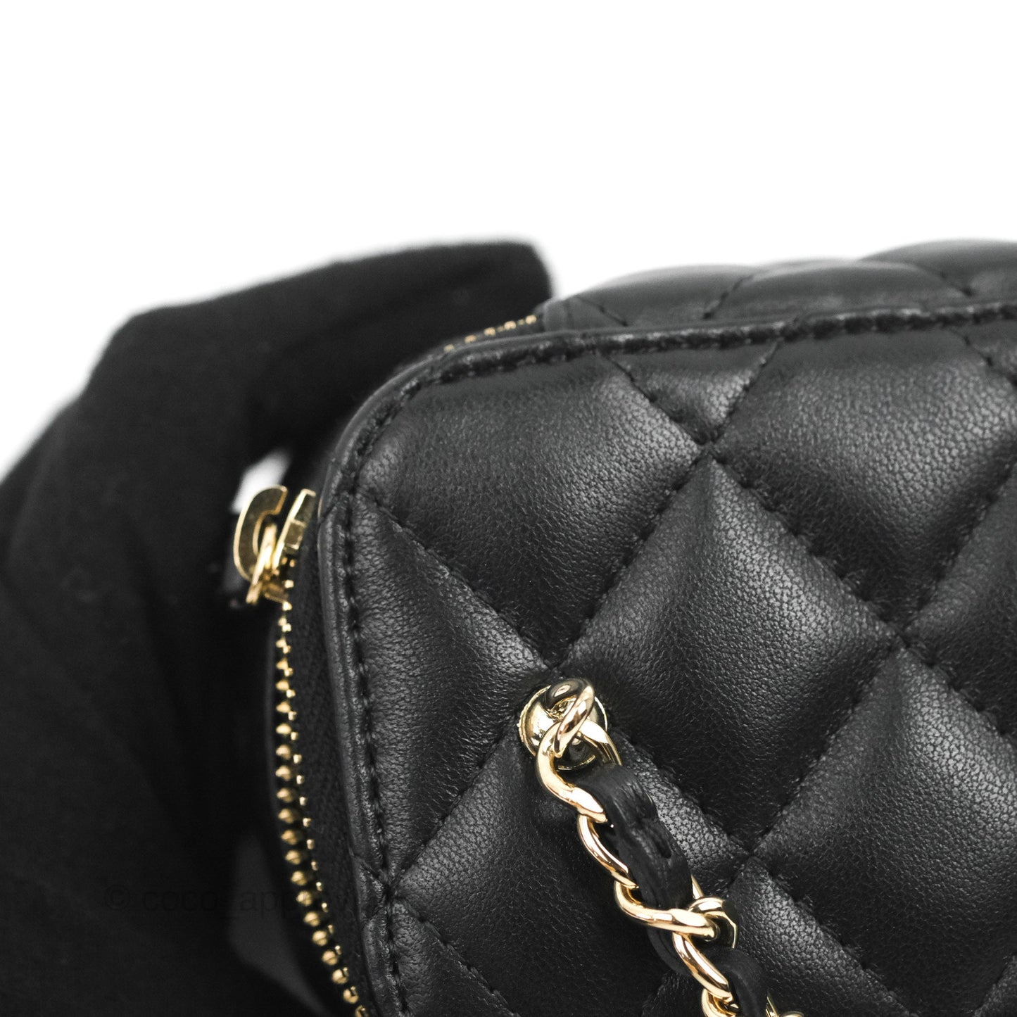 Chanel Mini Ball Crush Vanity With Chain Black Lambskin Gold Hardware