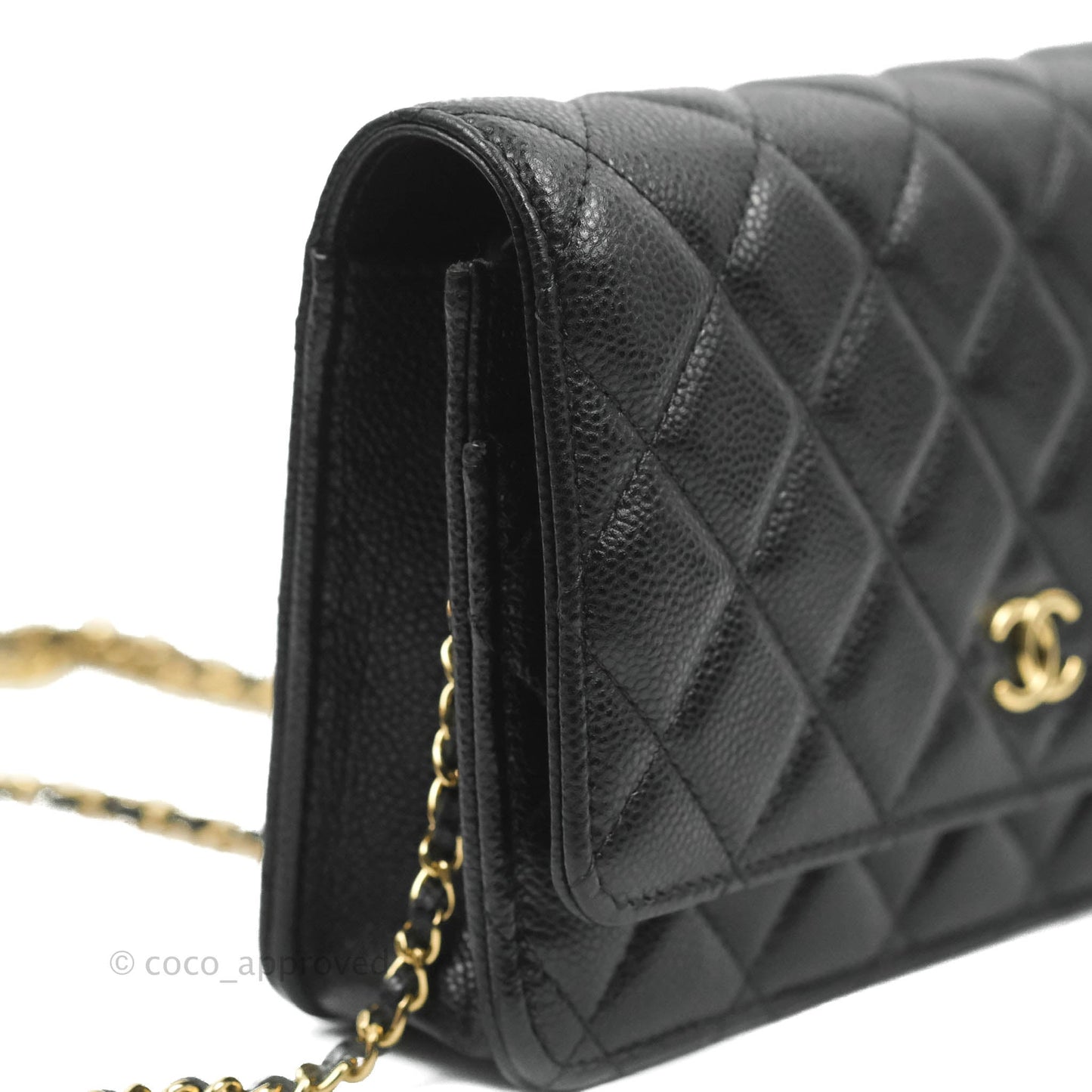 Chanel Quilted Wallet on Chain WOC CC Coco Chain Black Caviar Gold Hardware